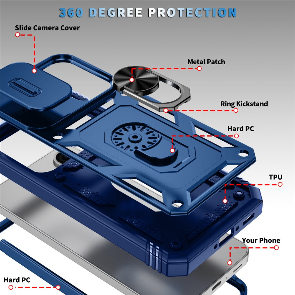 For 	Samsung Galaxy A56 5G Case TPU+PC Slide Camshield Kickstand Phone Cover