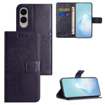 Samsung Galaxy S25 Edge-skal i PU-läder med uggla och trädpräglad plånboksfodral