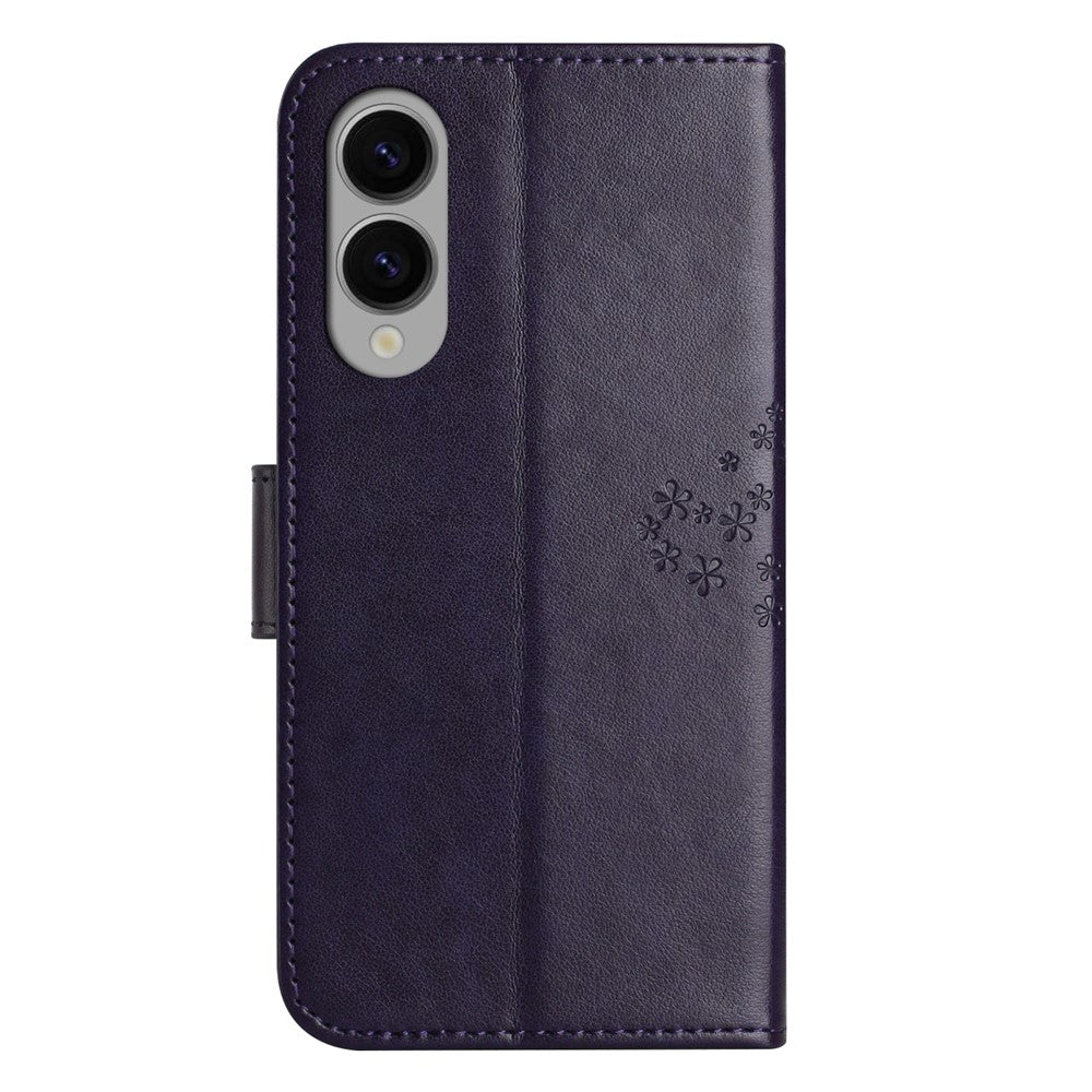 Samsung Galaxy S25 Edge-skal i PU-läder med uggla och trädpräglad plånboksfodral
