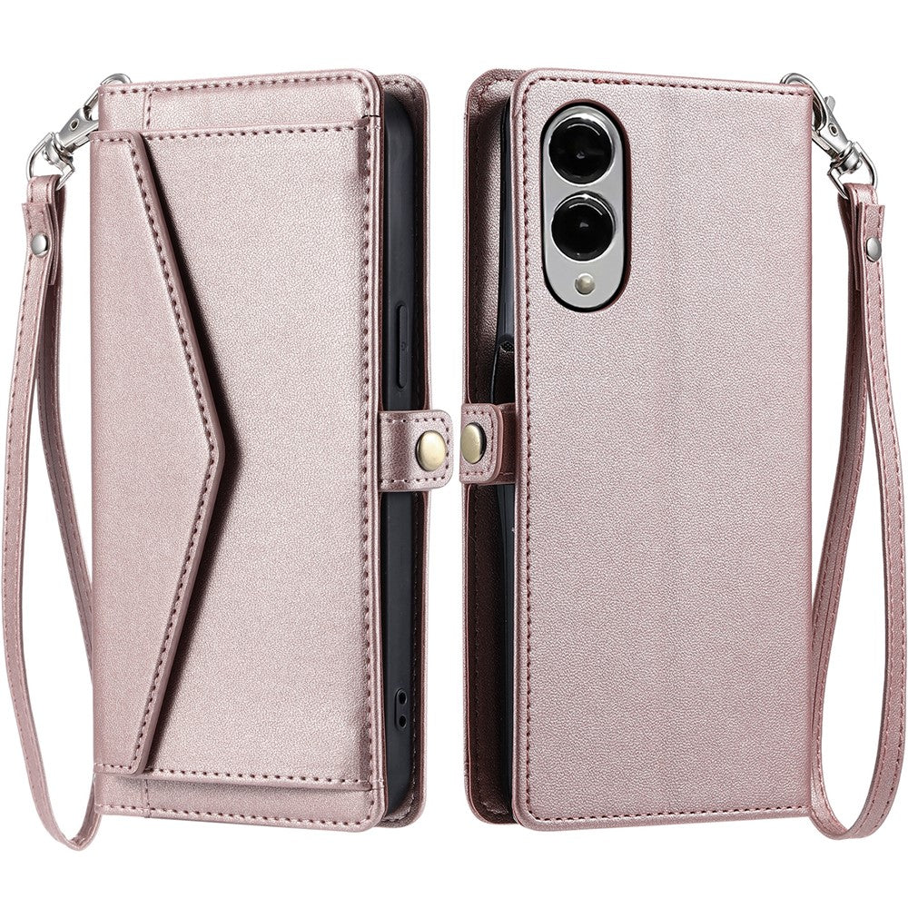 For Samsung Galaxy S25 Edge Leather Case with Wrist Strap Wallet Stand Phone Cover