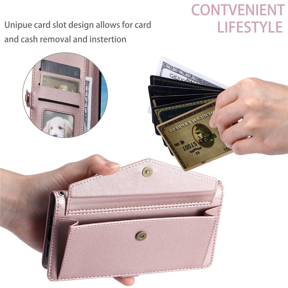 For Samsung Galaxy S25 Edge Leather Case with Wrist Strap Wallet Stand Phone Cover
