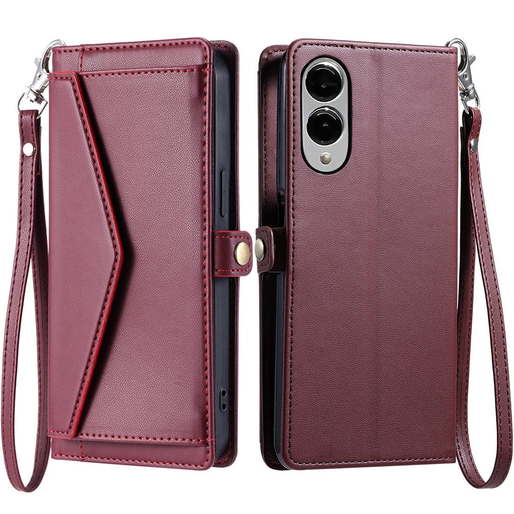 For Samsung Galaxy S25 Edge Leather Case with Wrist Strap Wallet Stand Phone Cover