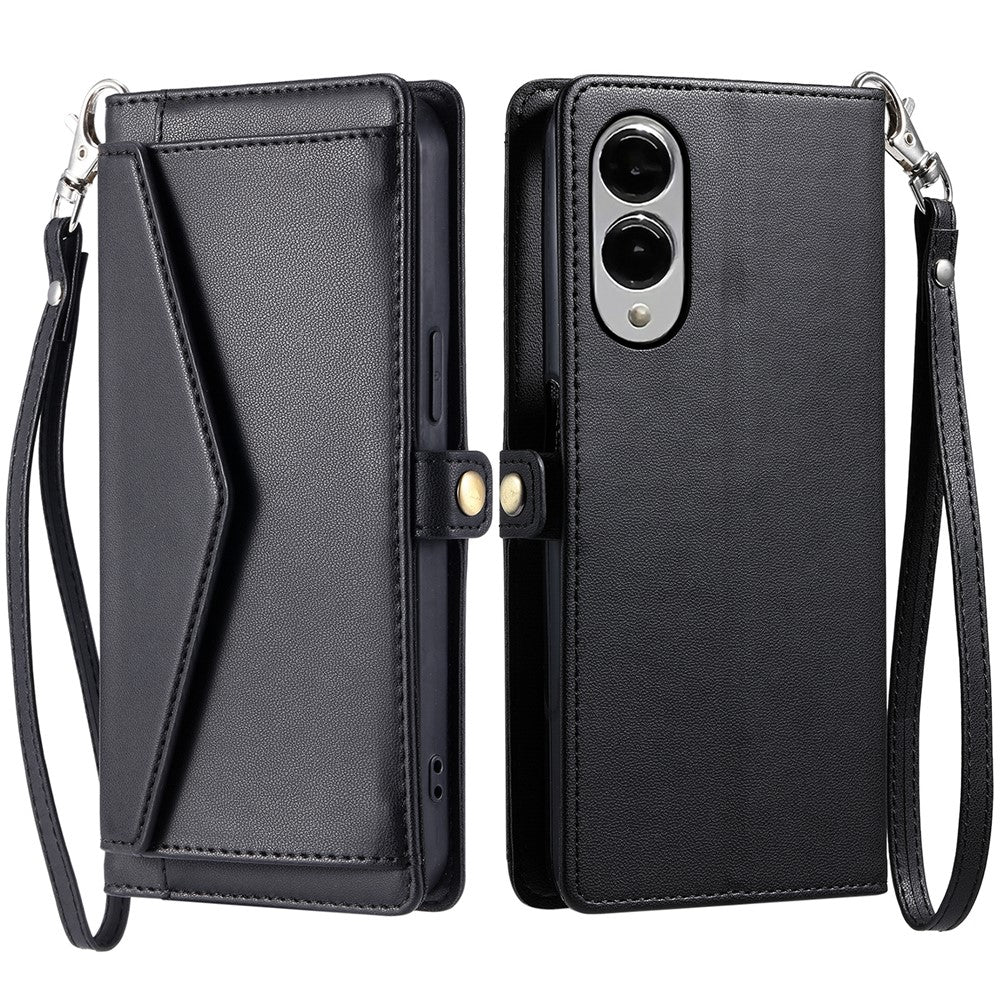 Läderfodral till Samsung Galaxy S25 Edge med handledsrem och plånboksfodral