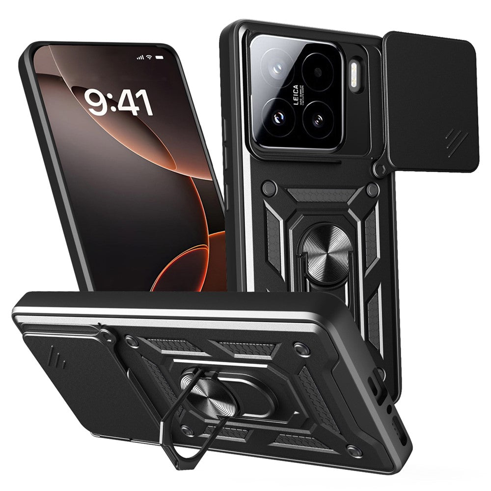 Xiaomi 15-skal med skjutbart kameralock PC + TPU-stativmobilskal