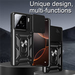 For Xiaomi 15 Case with Slide Camera Lid PC + TPU Kickstand Phone Cover