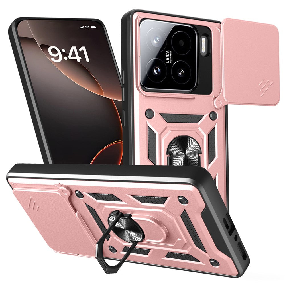 Xiaomi 15-skal med skjutbart kameralock PC + TPU-stativmobilskal