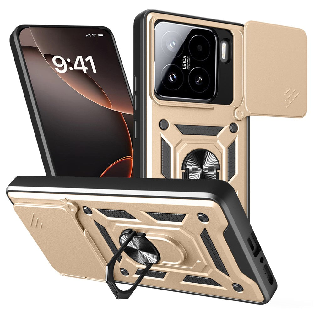 Xiaomi 15-skal med skjutbart kameralock PC + TPU-stativmobilskal