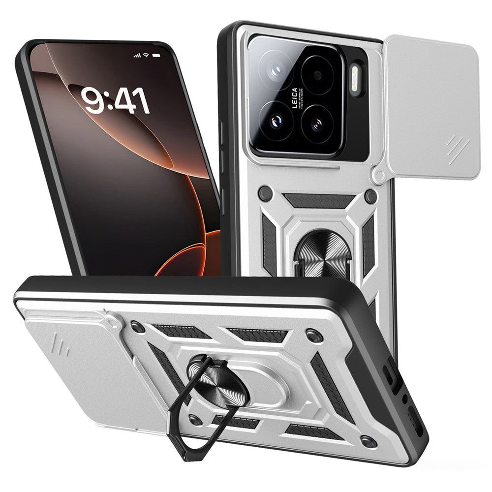 Xiaomi 15-skal med skjutbart kameralock PC + TPU-stativmobilskal