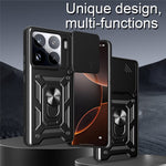 For Xiaomi 15 Pro Case with Slide Camera Lid PC + TPU Kickstand Phone Cover