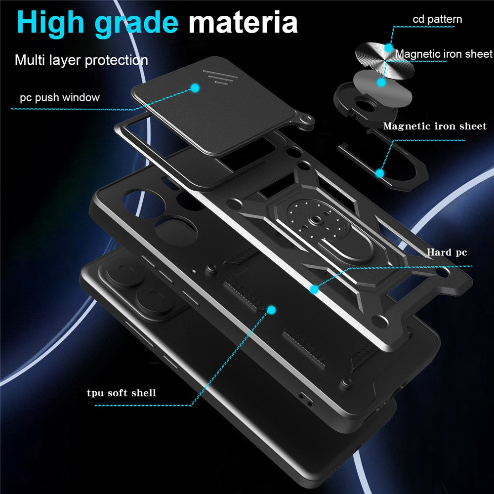 For Xiaomi 15 Pro Case with Slide Camera Lid PC + TPU Kickstand Phone Cover