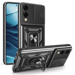 For Samsung Galaxy S25 Edge Case with Slide Camera Lid PC + TPU Kickstand Phone Cover
