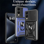For Samsung Galaxy S25 Edge Case with Slide Camera Lid PC + TPU Kickstand Phone Cover