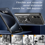 For Samsung Galaxy S25 Edge Case with Slide Camera Lid PC + TPU Kickstand Phone Cover