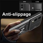 For Samsung Galaxy S25 Edge Case with Slide Camera Lid PC + TPU Kickstand Phone Cover