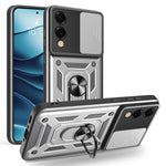 For Samsung Galaxy S25 Edge Case with Slide Camera Lid PC + TPU Kickstand Phone Cover