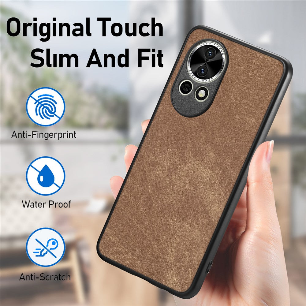 Huawei Nova 13 5G-skal, stötsäkert, smalt retro-läder, baksida