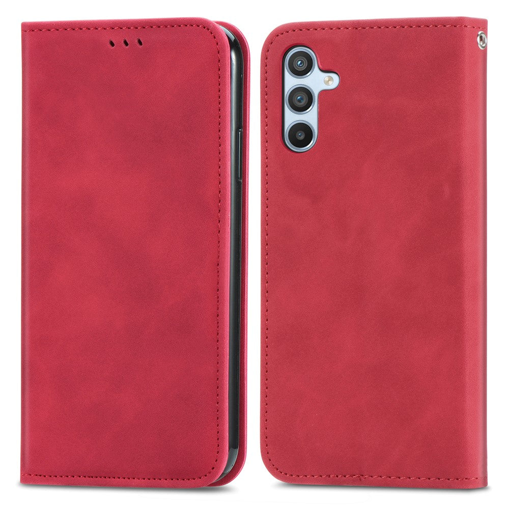 Til Samsung Galaxy A56 5G Cover, "Skin Touch Feeling" Læder Cover med Kortholder og Magnetisk Absorption