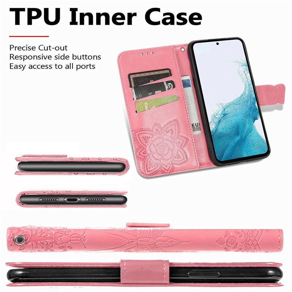 Samsung Galaxy A56 5G Plånboksfodral PU-läder mobilskal Fjärilsmönster