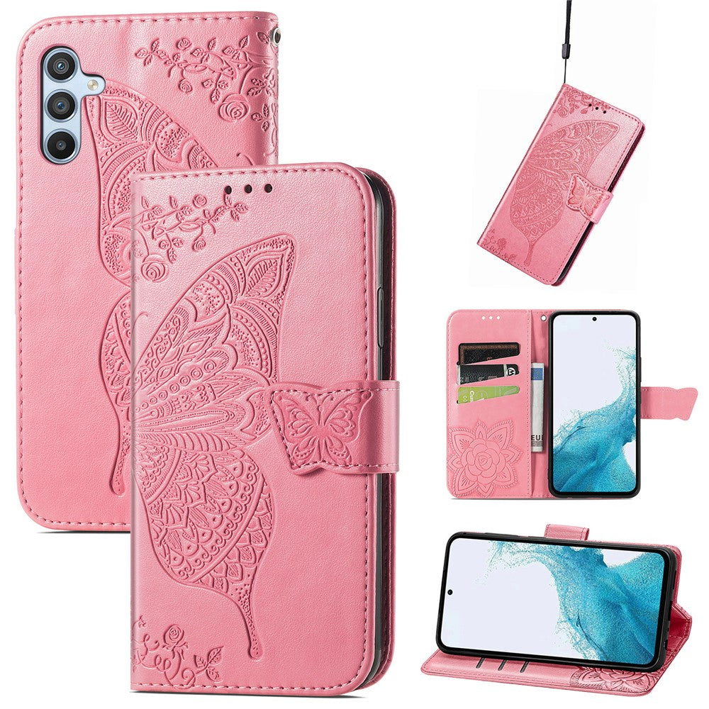 Samsung Galaxy A56 5G Plånboksfodral PU-läder mobilskal Fjärilsmönster