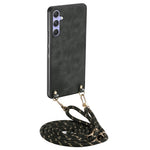 For Samsung Galaxy A56 5G Case Retro Texture Leather Coated PC + TPU Phone Cover with Hanging Rope