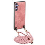 For Samsung Galaxy A56 5G Case Retro Texture Leather Coated PC + TPU Phone Cover with Hanging Rope