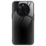 Fingeravtrycksskyddande mobilskal med kolfibertextur för Huawei Mate 50 Pro 4G, mobilskal med härdat glas och TPU