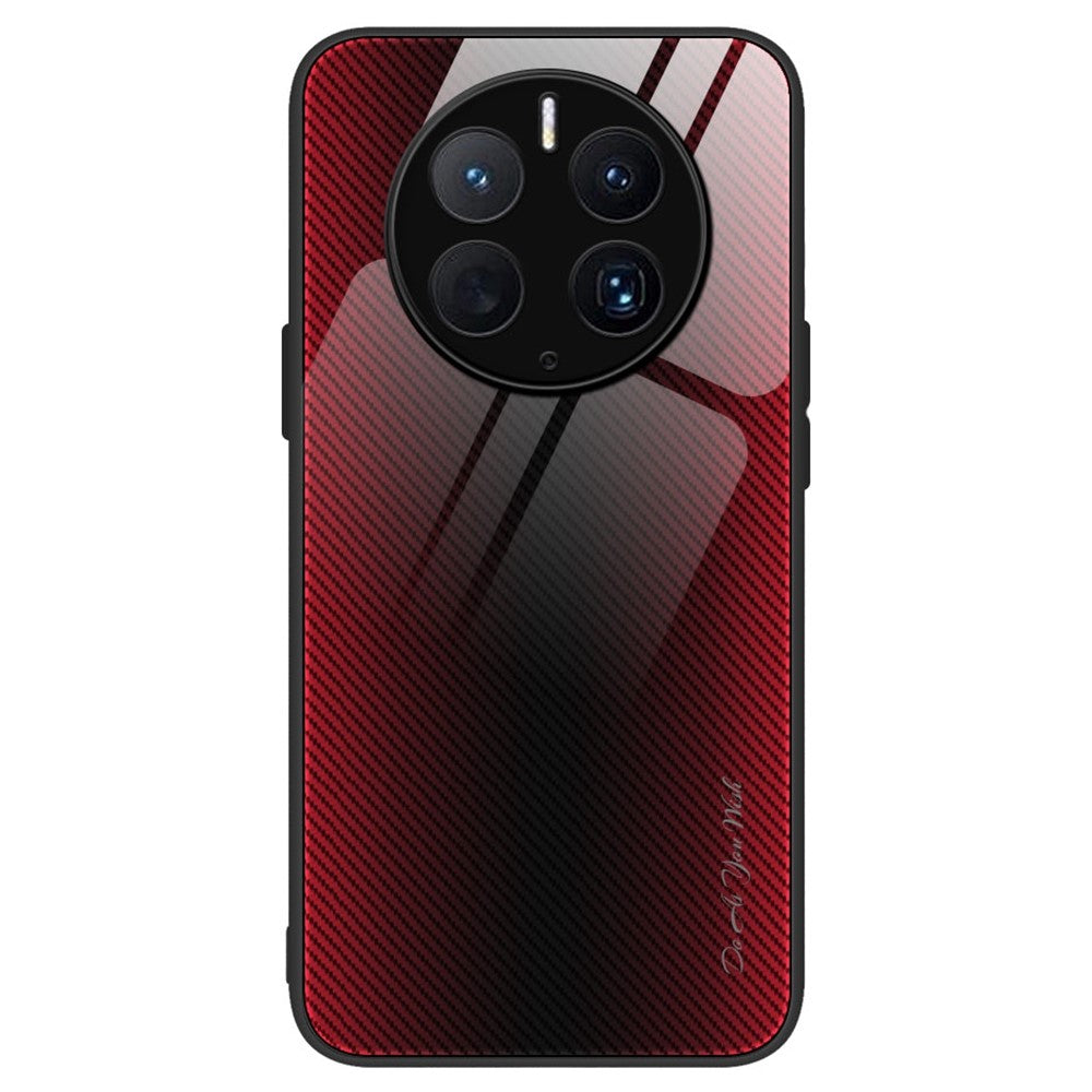 Fingeravtrycksskyddande mobilskal med kolfibertextur för Huawei Mate 50 Pro 4G, mobilskal med härdat glas och TPU