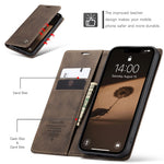 CASEME For iPhone 17th / 16th Wallet Case 013 Series PU Leather Phone Cover Stand