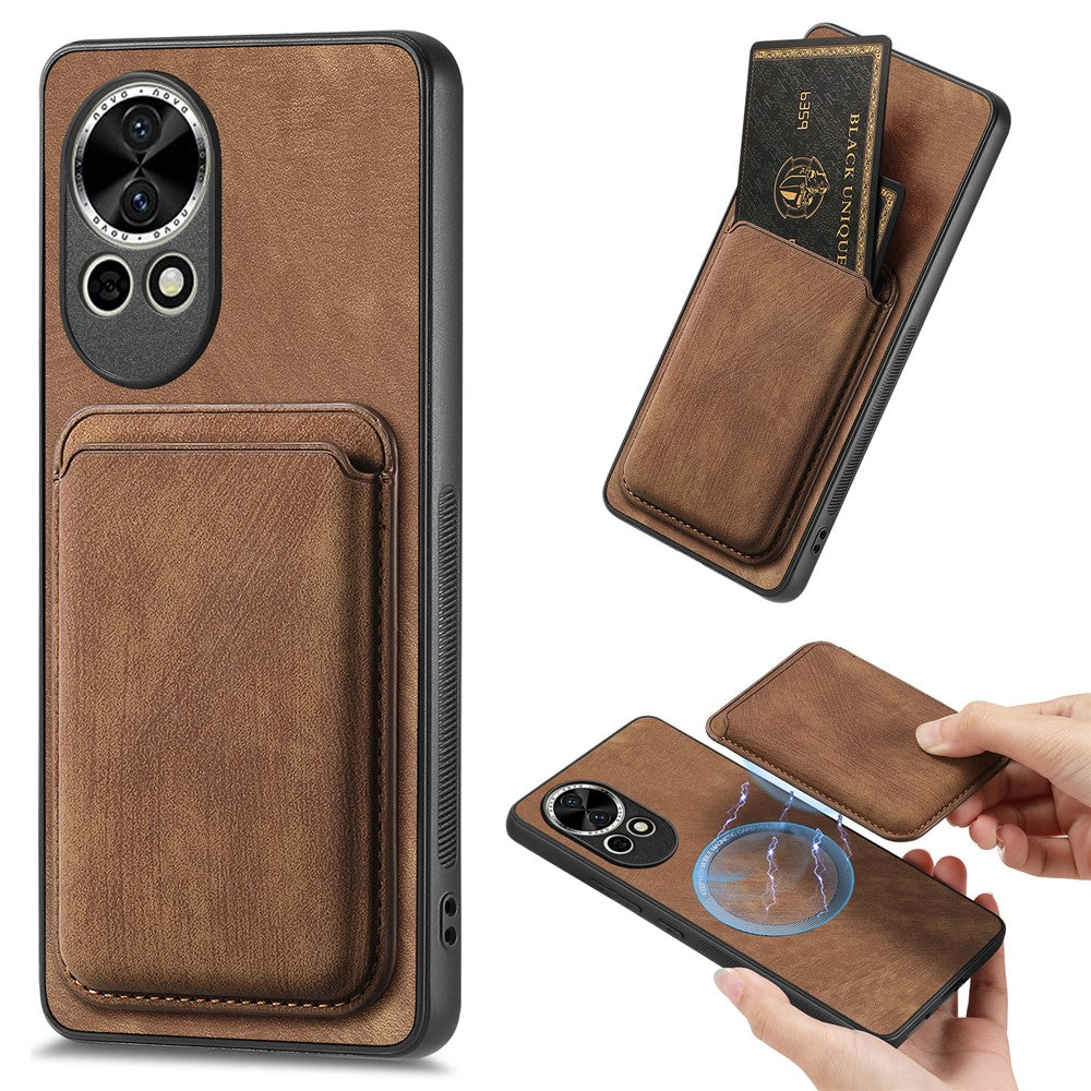 For Huawei nova 13 5G Magnetic Case Leather Back Cover with Detachable Card Holder