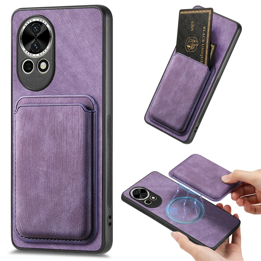 For Huawei nova 13 5G Magnetic Case Leather Back Cover with Detachable Card Holder