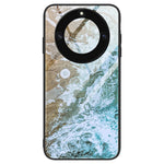 For Honor X40 5G Tempered Glass+TPU Shockproof Phone Cover Marble Pattern Printing Phone Case