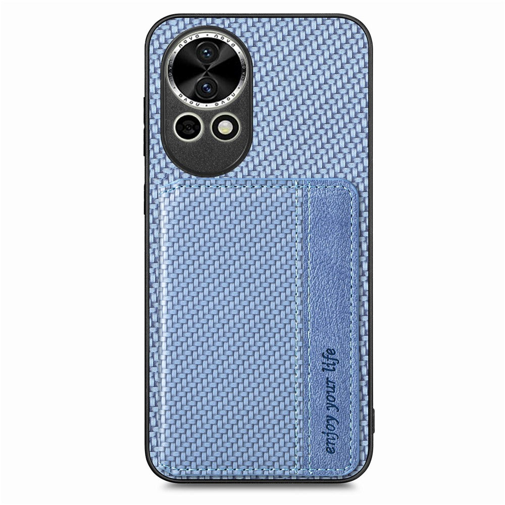 Huawei Nova 13 5G-skal, RFID-blockerande bakstycke i kolfiberläder med korthållare