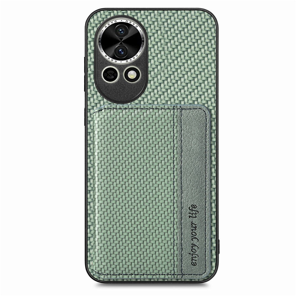 Huawei Nova 13 5G-skal, RFID-blockerande bakstycke i kolfiberläder med korthållare