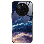 For Huawei Mate 50 Pro 4G Pattern Printing Tempered Glass Phone Case Hard PC Soft TPU Frame Anti-Scratch Shockproof Cover