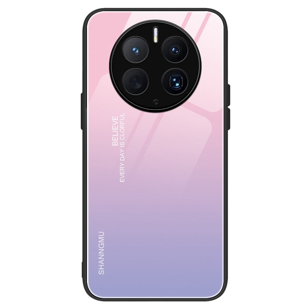For Huawei Mate 50 Pro 4G Pattern Printing Tempered Glass Phone Case Hard PC Soft TPU Frame Anti-Scratch Shockproof Cover