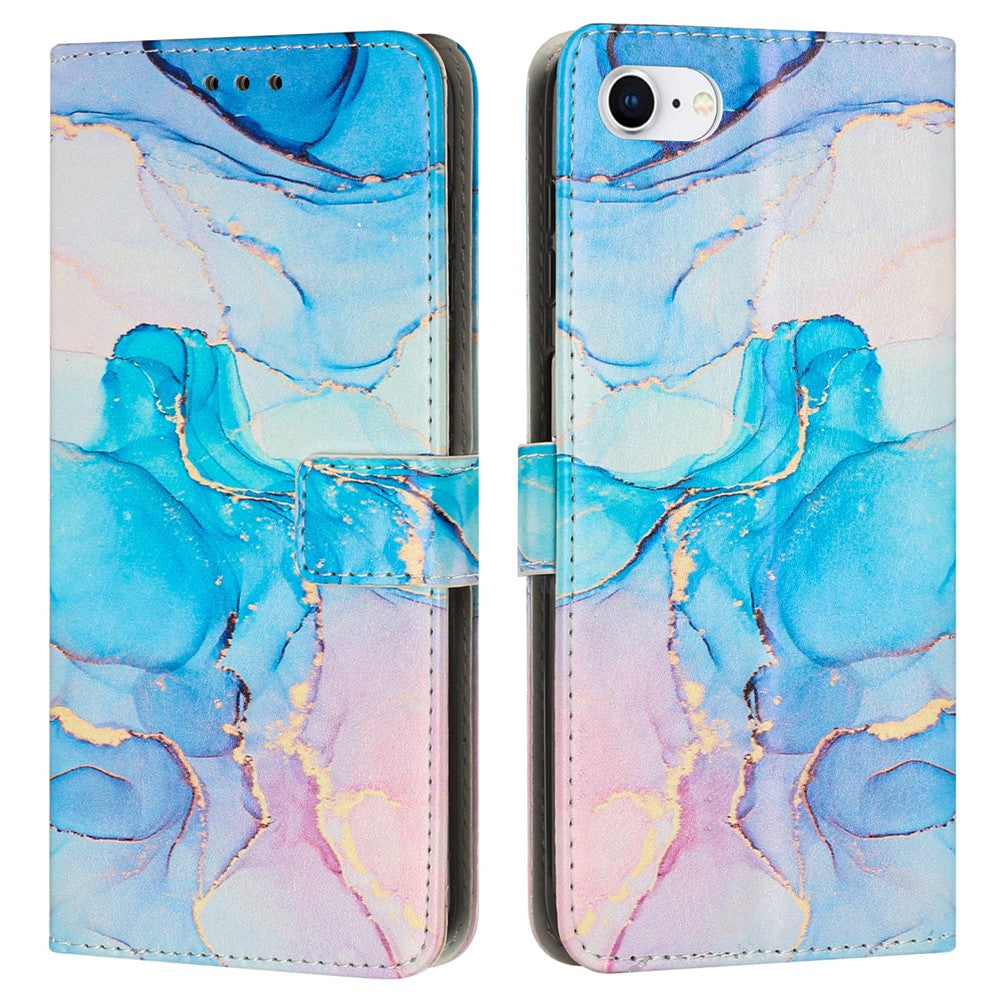 For iPhone 17e / 16e Stand Case Marble Pattern PU Leather Wallet Phone Cover