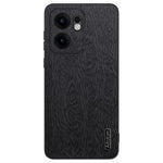 Oppo Reno13 F 5G (Reno 13 FS 5G) / 4G-cover med træstruktur, PU-læder og belagt PC TPU-mobilcover