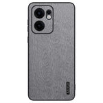 Oppo Reno13 F 5G (Reno 13 FS 5G) / 4G-cover med træstruktur, PU-læder og belagt PC TPU-mobilcover