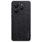 For Xiaomi Redmi Note 14 4G (163.25mm) Case Wood Texture PU Leather Coated PC TPU Phone Cover