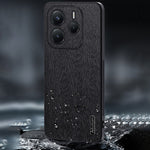 For Xiaomi Redmi Note 14 4G (163.25mm) Case Wood Texture PU Leather Coated PC TPU Phone Cover