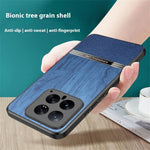For Xiaomi 14T Case Wood Texture Leather Coated TPU Phone Protective Cover