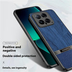 For Xiaomi 14T Case Wood Texture Leather Coated TPU Phone Protective Cover