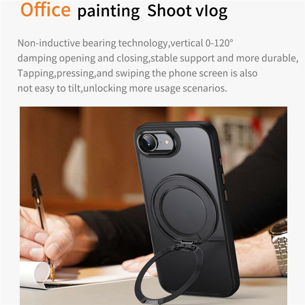 For iPhone 17th / 16th Case Rotating Kickstand PC + TPU Skin-Feel Phone Cover