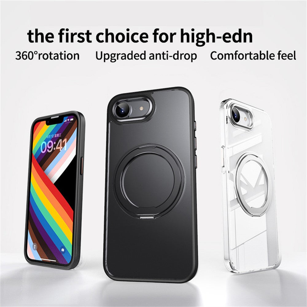 For iPhone 17th / 16th Case Rotating Kickstand PC + TPU Skin-Feel Phone Cover