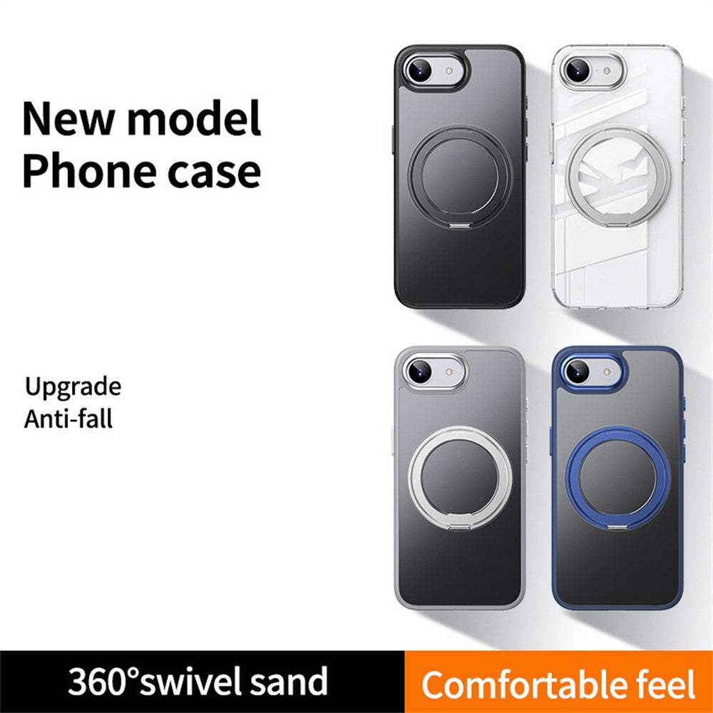 For iPhone 17th / 16th Case Rotating Kickstand PC + TPU Skin-Feel Phone Cover