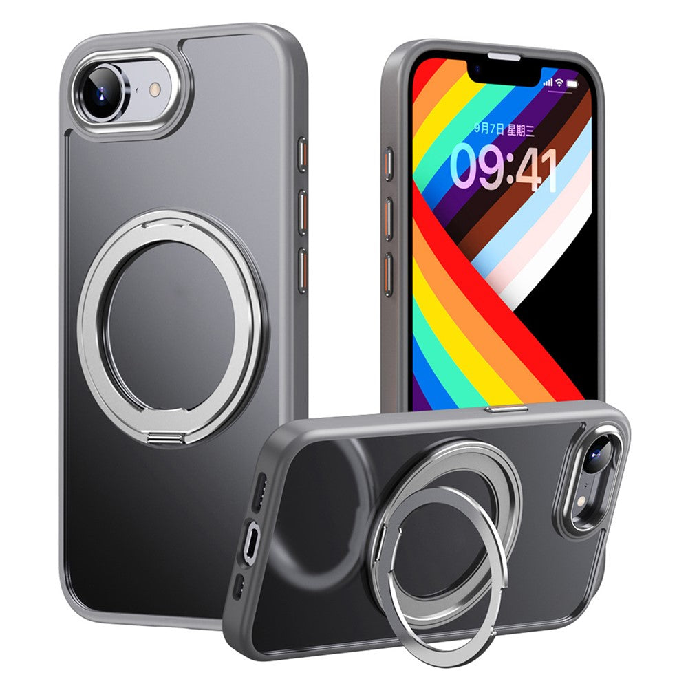 For iPhone 17th / 16th Case Rotating Kickstand PC + TPU Skin-Feel Phone Cover