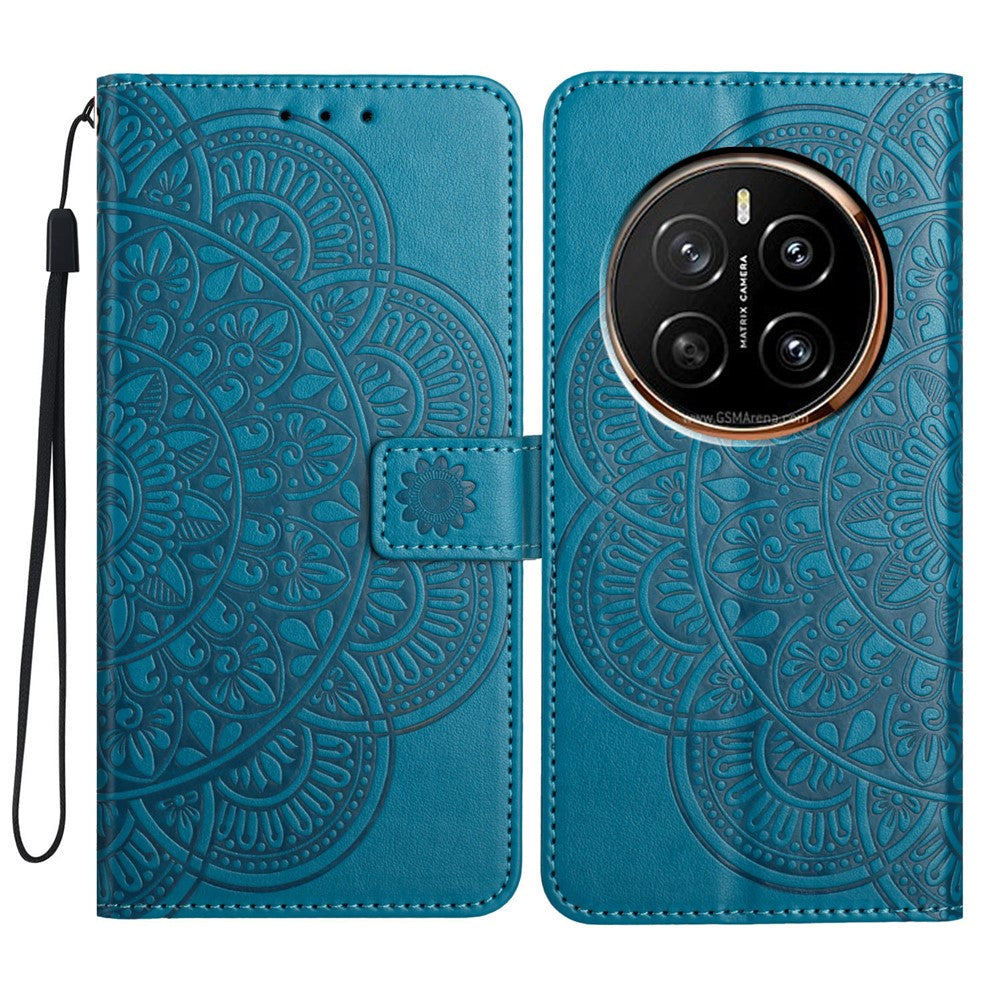 For Honor Magic7 5G Wallet Phone Case Butterfly Floral Imprint Leather Flip Cover with Strap