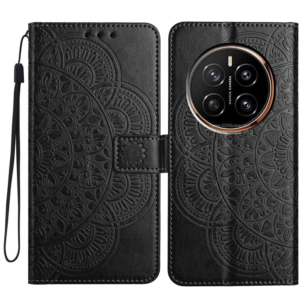 For Honor Magic7 5G Wallet Phone Case Butterfly Floral Imprint Leather Flip Cover with Strap