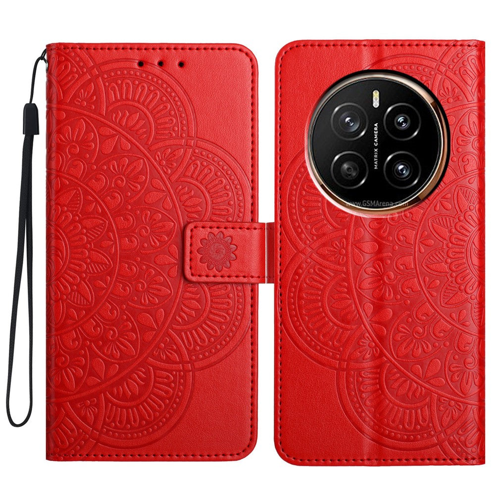 For Honor Magic7 Pro 5G Wallet Phone Case Butterfly Floral Imprint Leather Flip Cover with Strap