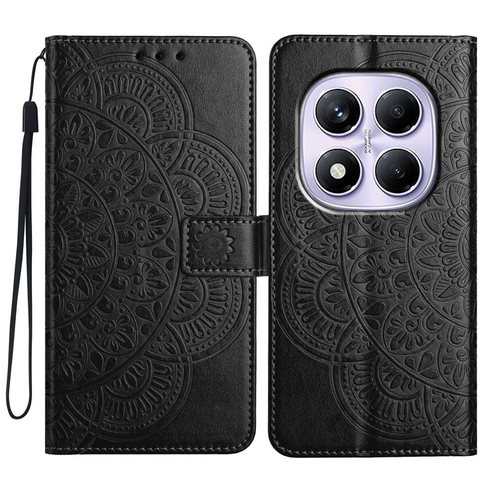 For Xiaomi Redmi Note 14 Pro 4G Wallet Phone Case Butterfly Floral Imprint Leather Flip Cover with Strap